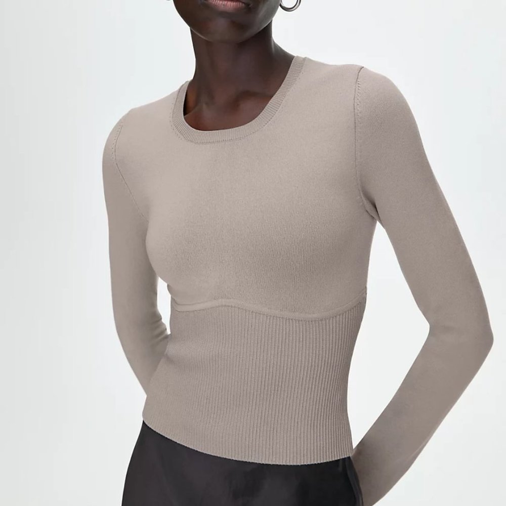 Babaton Sculpt Knit Empire Longsleeve in Opal Grey
